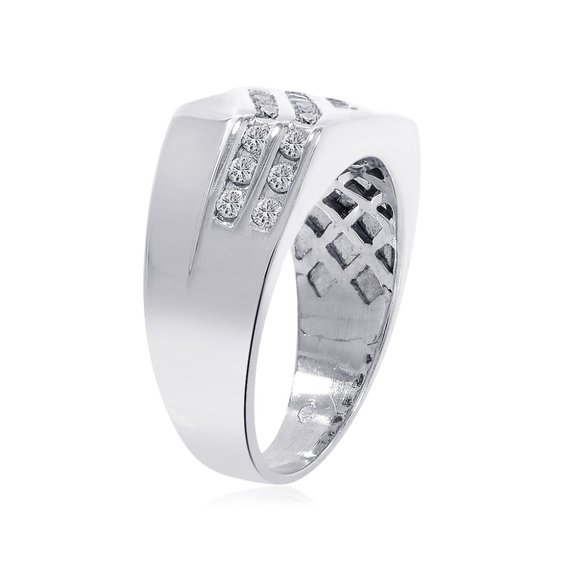 0.45 Carat Round Cut Diamond Channel Setting Mens - Picture 2 of 3